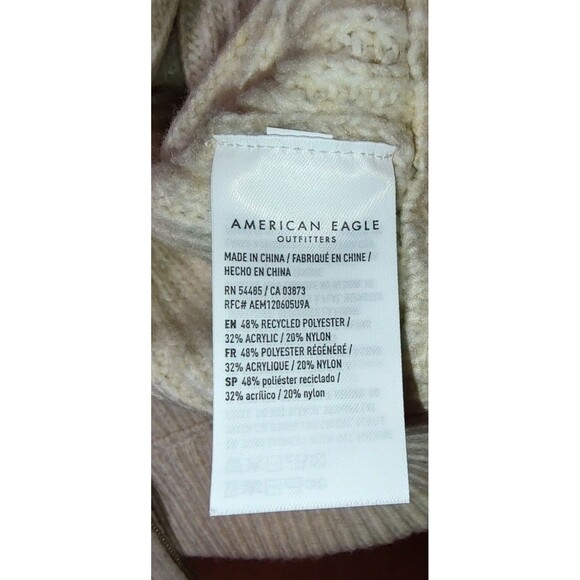 NWT American Eagle sz M cream full zip sweater cardigan w/ pockets long sleeves - Picture 9 of 11
